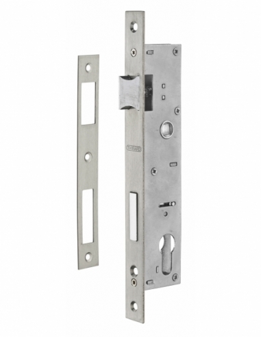 Boitier de serrure encastrable à cylindre pour menuiserie métallique, axe 26mm, bouts carrés, inox - THIRARD FBA