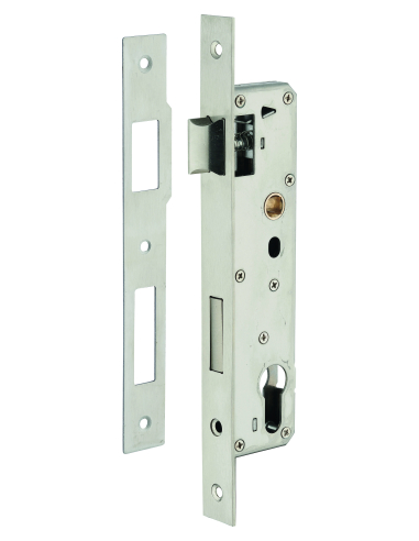 Serrure encast. Intelock trou cylindre pour poignées connectées, inox, axe30mm, entr'axes85mm, carré8, BC - INTELOCK Serrure ...