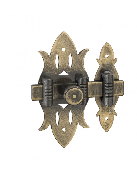 Verrou de meuble Rustique, 40x90mm, laiton patiné - THIRARD FBA