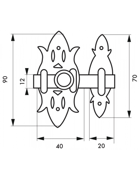 Verrou de meuble Rustique, 40x90mm, laiton patiné - THIRARD FBA