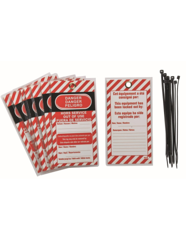Lot de 10 étiquettes "DANGER - HORS SERVICE" - Langue FR/GB/ES - THIRARD FBA