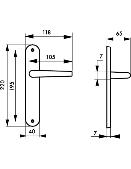 Ensemble de poignées pour porte intérieure Maia sans trou, carré 7mm, entr'axes 195mm, noir - THIRARD FBA