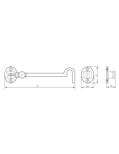 Crochet de sécurité chromé, 150mm - THIRARD Entrebailleurs de porte