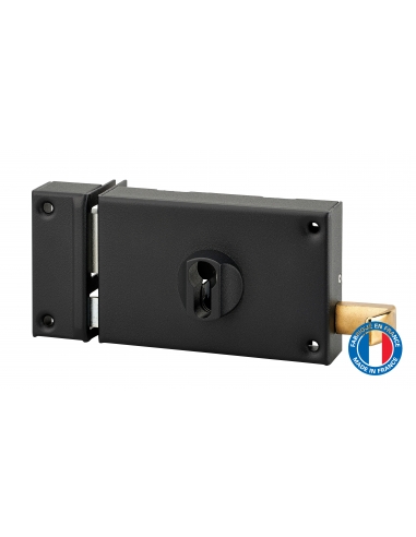 Boitier de serrure horizontale en applique double entrée à tirage pour entrée, gauche, axe 70mm, 140x88mm, noir - THIRARD FBA
