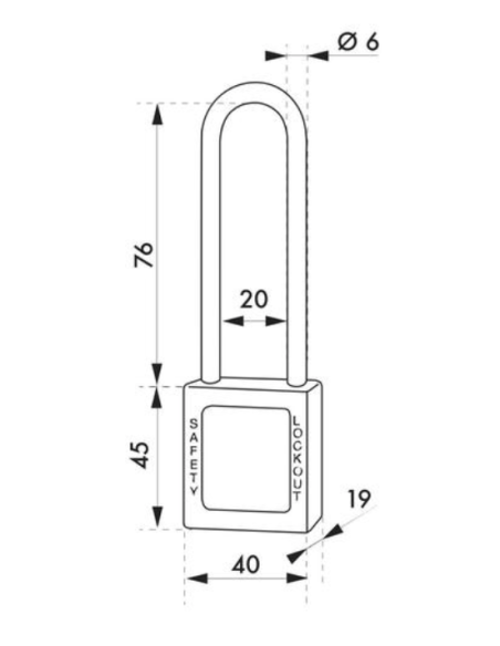 Cadenas de consignation LOTO Lockout Tagout 40 mm anse acier Ø 6 x 76 mm bleu FBA