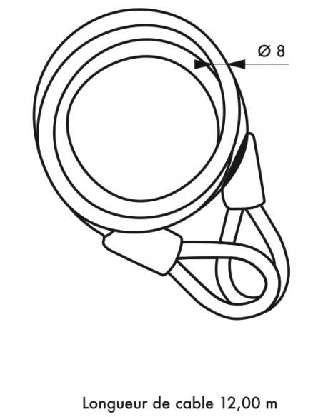 Câble antivol Twisty, vélo, abris de jardin, Ø 8, 12.00m, acier gaine PVC - THIRARD FBA