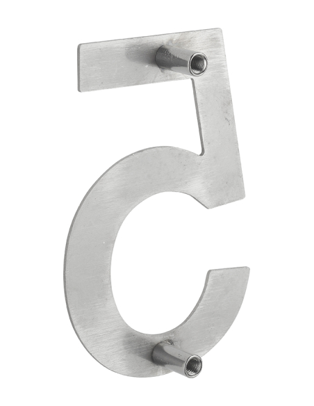 Chiffre 5 à visser, inox, H.100mm - THIRARD Chiffres maison extérieur