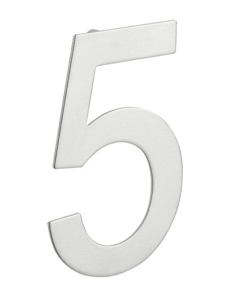 Chiffre 5 à visser, inox, H.100mm - THIRARD Chiffres maison extérieur