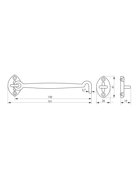 Crochet de sécurité pour porte et fenêtre chromé 150 mm - THIRARD Entrebailleurs de porte