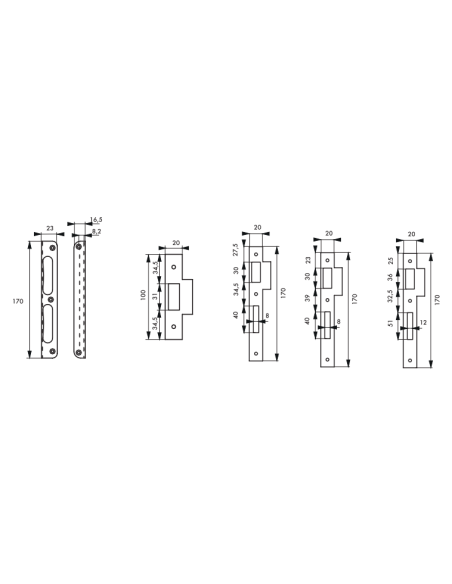 Gâche 101-102 pour serrure à encastrer – Acier nickelé – Hauteur 170 mm – THIRARD Gâche de porte
