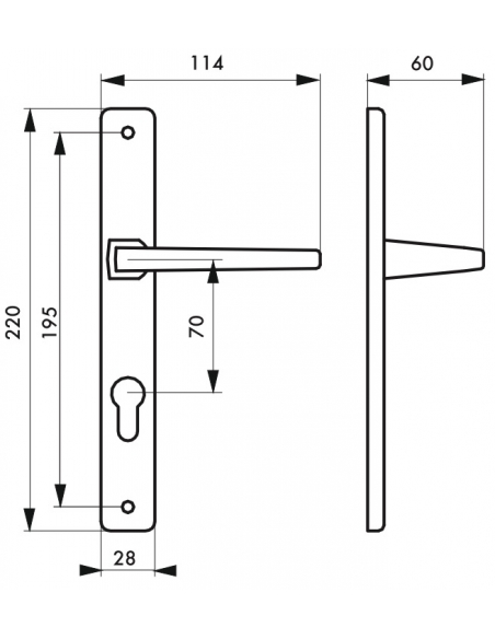 Paire de poignées trou de cylindre Picardie pour porte d'entrée, laqué blanc - THIRARD Poignée de porte d'entrée (cylindre)