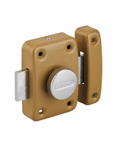 Verrou à bouton Trident pour porte intérieure, simple entrée, acier, époxy bronze - THIRARD Verrous