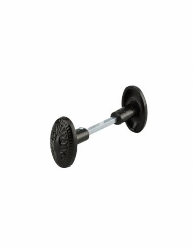 Paire de boutons ovoïdes pour porte d'entrée, carré 6x90mm, 1 portée, fonte peinte, noir - THIRARD Bouton