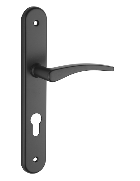 Ensemble de poignées pour porte d'entrée Vesta trou de cylindre, carré 7mm, entr'axes 195mm, noir - THIRARD Poignée de porte ...