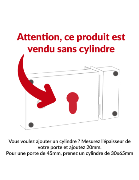 Boitier de serrure horizontale en applique à fouillot à cylindre pour entrée, gauche, 140x88mm, carré 7mm, noir - THIRARD Ser...
