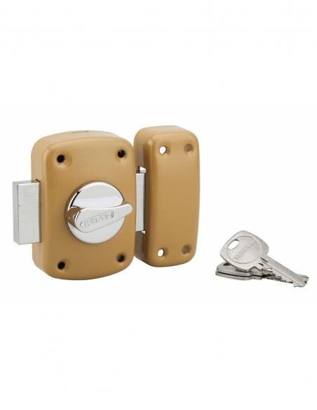 Verrou à bouton Corvette pour porte d'entrée, cylindre 35mm, acier, 3 clés, époxy bronze - THIRARD Verrous de porte d'entrée