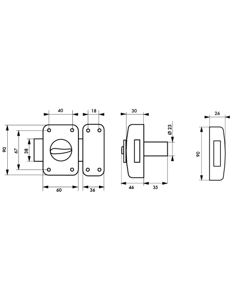 Verrou à bouton Corvette pour porte d'entrée, cylindre 35mm, acier, 3 clés, époxy bronze - THIRARD Verrous de porte d'entrée