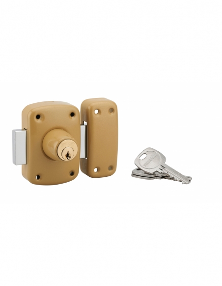 Verrou double entrée Corvette pour porte d'entrée, cylindre 40mm, acier, 3 clés, époxy bronze - THIRARD Verrous